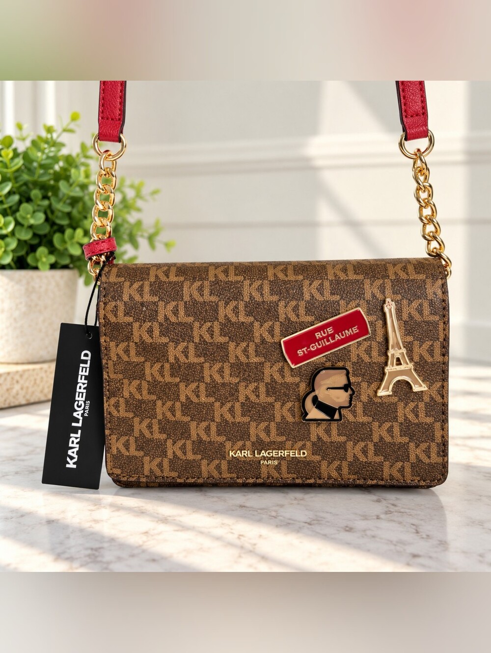 ✨ NWT Karl Lagerfeld Paris "Bravre" Monogram Charm Crossbody Bag ✨